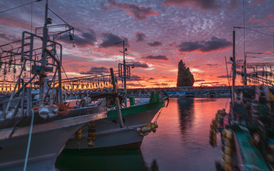 울릉도저동항 여명
