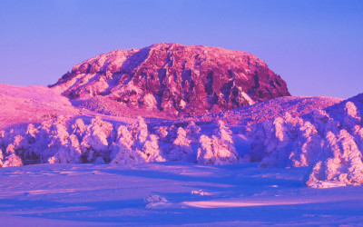 화구벽의 일몰 빛